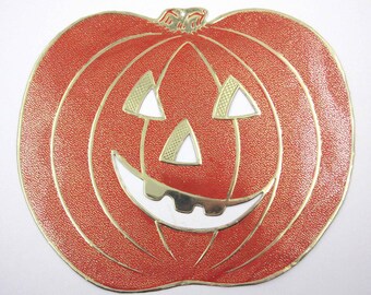 Vintage Grinning Jack-O-Lantern or JOL Foil Halloween Die Cut or Decoration
