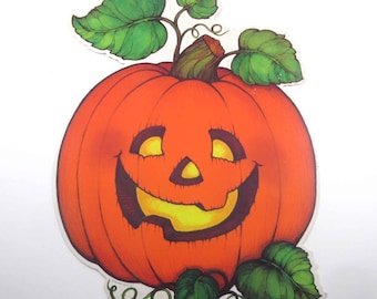 Vintage Grinning Jack O Lantern JOL Halloween Die Cut Decoration by Hallmark