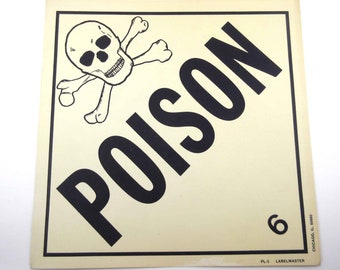 Vintage Poison Skull and Crossbones Sign Halloween Decor Display