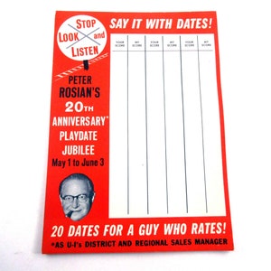 Vintage Peter Rosian&#39;s 20th Anniversary Playdate Julibee Bridge Score Pad Set of 23 Sheets