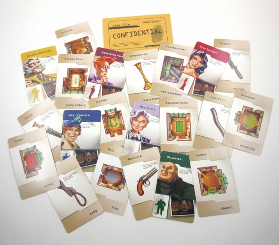 Clue Game Playing Cards Suspects Rooms Weapons Set Of 21