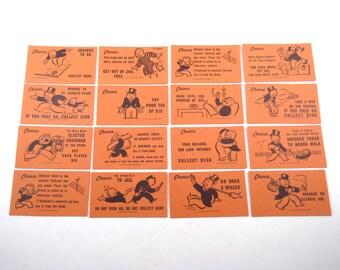 Vintage Monopoly Chance Game Card Pieces Set of 16