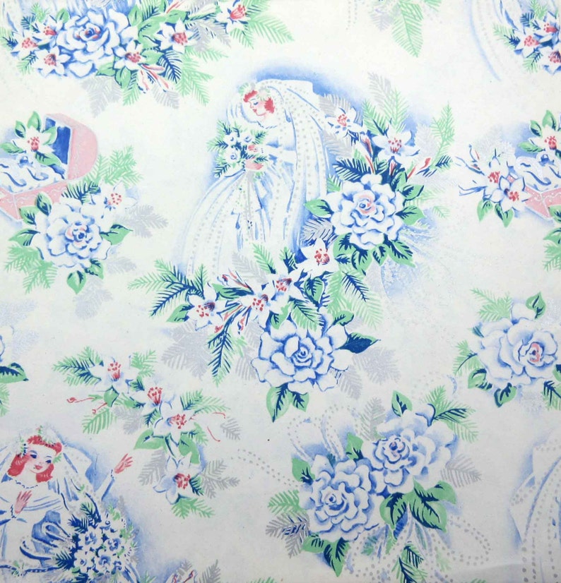 Vintage Wedding Or Bridal Shower Wrapping Paper Gift Wrap Image 0