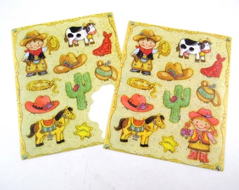 Vintage Cowboy Cowgirl Western Sticker Sheets by Gibson GGI