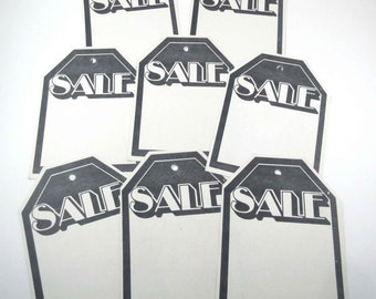 Vintage Unused Black and White Sale Store Pricing or Merchandise Tags Set of 8