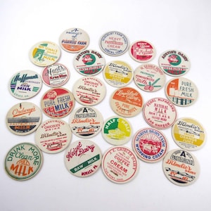 Assorted Vintage Milk Bottle Caps Set of 25 Lot C