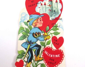 Vintage Valentine with Jack and the Bean Stalk Castle Fairy Tale