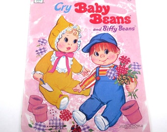 Cry Baby Beans and Biffy Beans Vintage 1970s Paper Doll Book for Children by Whitman Uncut