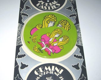 Vintage 1960s or 1970s Set of 6 Zodiac Pasties or Stickers in Original Package Gemini