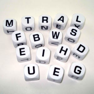 Boggle Black Alphabet Letter Blocks Game Pieces Set of 16