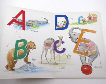 Learning ABC with Animals and Birds Vintage Children's Board Book Doeisha Japan for Kresge