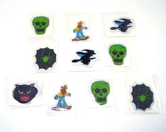 2 Feuilles D'autocollants Vintage Hallmark Fuzzy - Années 80 - GHOULY, GLURFS, Halloween - Moelleux