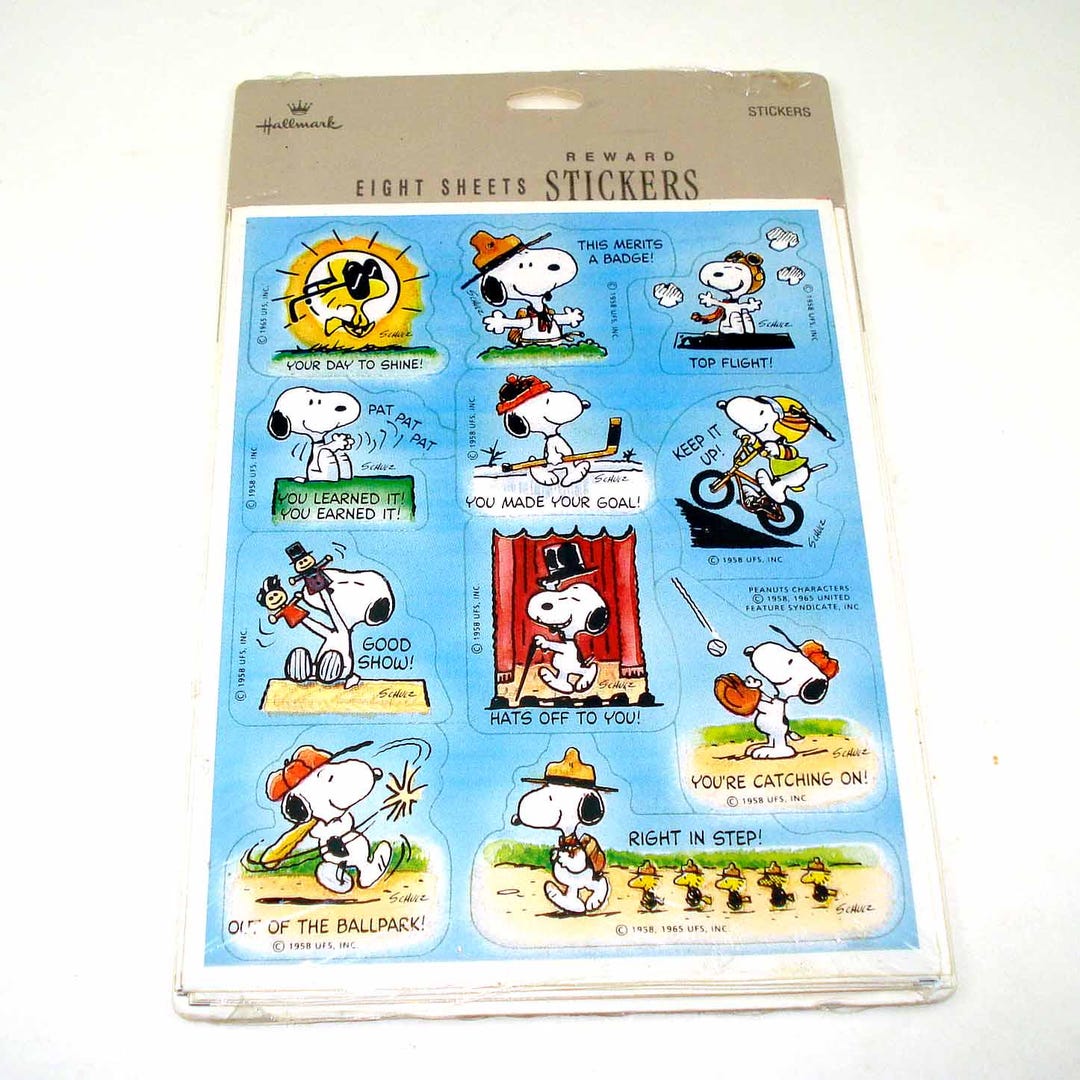 Vintage Stickers Sheet With Peanuts Snoopy and Woodstock by Hallmark in ...