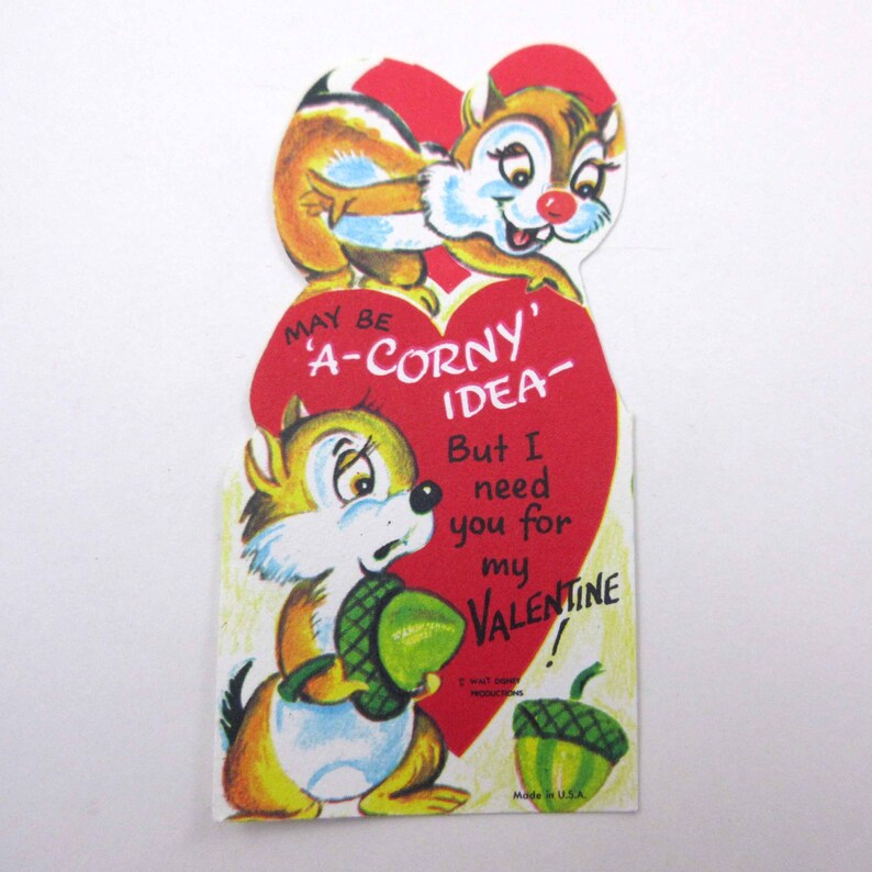 Vintage Unbenutzt Kinder Neuheit Valentine Karte Mit Chip Und Dale Chipmunks Walt Disney Papierwaren Partybedarf Valentinstagskarten Festtags Saisonale Karten Papier