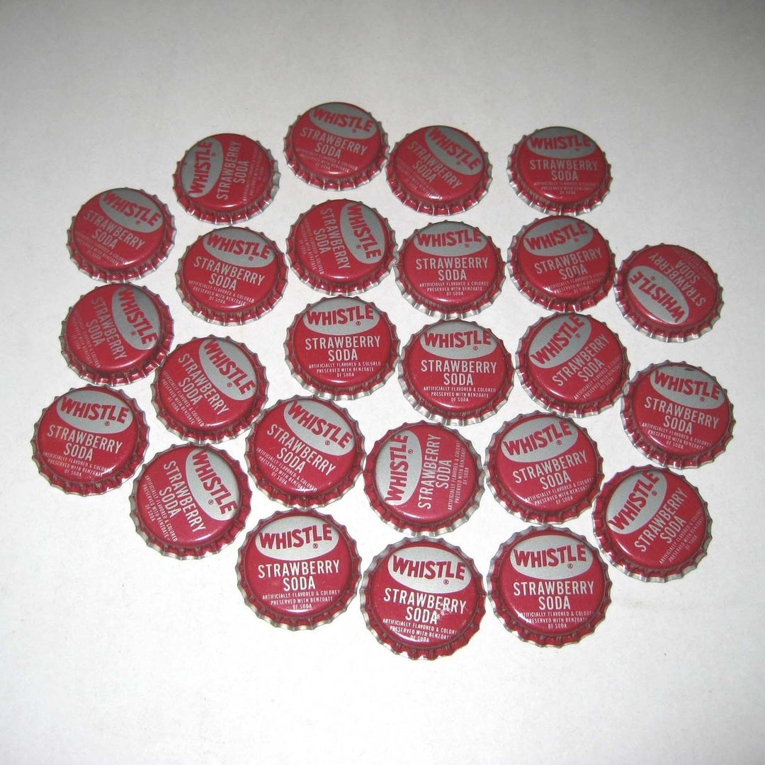 Vintage Bottle Caps Whistle Strawberry Soda Red and Silver Set Etsy