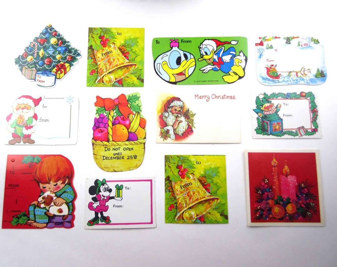Set of 12 Assorted Unused Vintage Christmas Tags String Tags or Cards ...