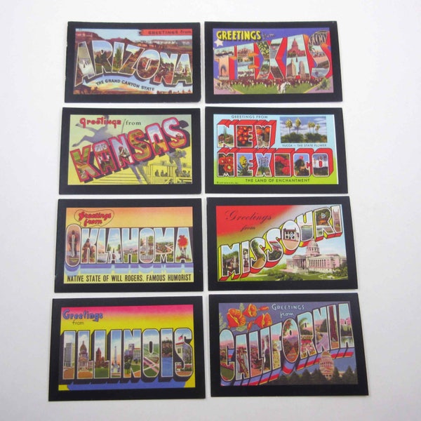 Miniature Route 66 Game Playing Cards Like Vintage Postcards Set of 8