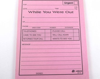 Vintage Pink Telephone Call While You Were Out Message Pad 50 Sheets