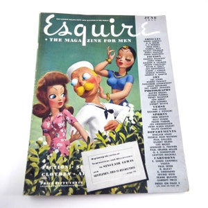 Vintage 1940s Esquire Magazine for Men June 1945 with Varga Pin Up Girl Poster