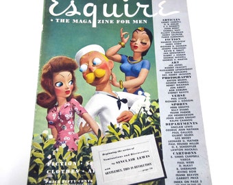 Vintage 1940s Esquire Magazine for Men June 1945 with Varga Pin Up Girl Poster