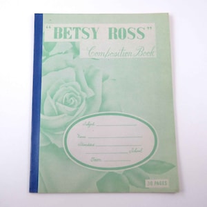 Vintage Unused Betsy Ross School Composition Book with Green Rose Made in Japan