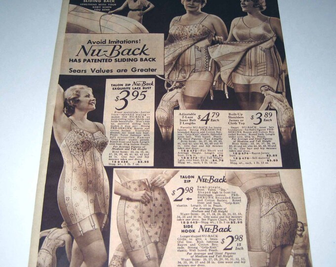 RESERVED FOR RPLANTE Vintage 1930s Sears Roebuck Catalog Page of Women