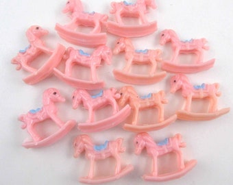 Vintage Baby Rocking Horse Cake Cupcake Decorations Decor Toppers Set of 12