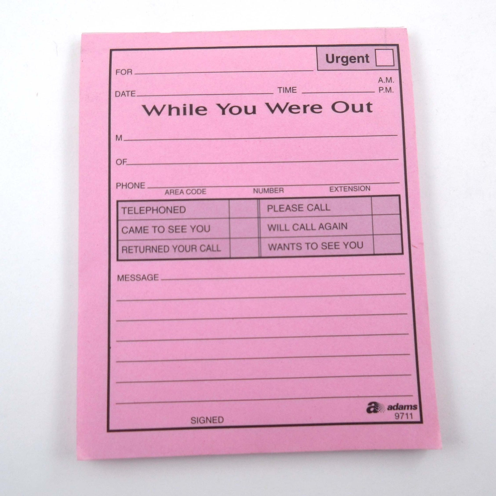 Vintage Pink Telephone Call While You Were Out Message Pad 50 Etsy