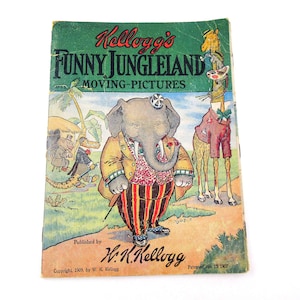 Kellogg&#39;s 1909 Funny Jungleland Moving Pictures Vintage 1900s Booklet Promotional by W. K. Kellogg