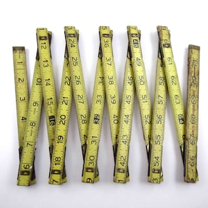 Vintage 6 ft Klein Tools Wooden Yellow or Tan Folding Extension Ruler or Rule