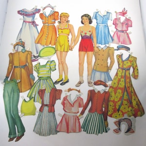 Vintage Cute Over Sized Girls Paper Dolls for Children with 21 Outfits