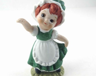 Vintage Lefton St. Patrick's Day Irish Lassie Dancing Girl Ceramic Figurine Japan Lot E