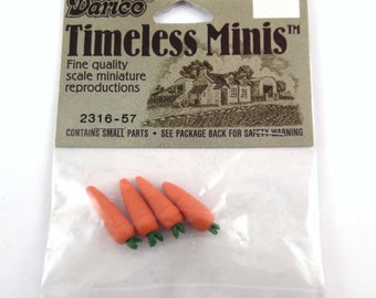 Vintage Miniature Carrots for Crafting NOS Timeless Minis by Darice Set of 4 Taiwan