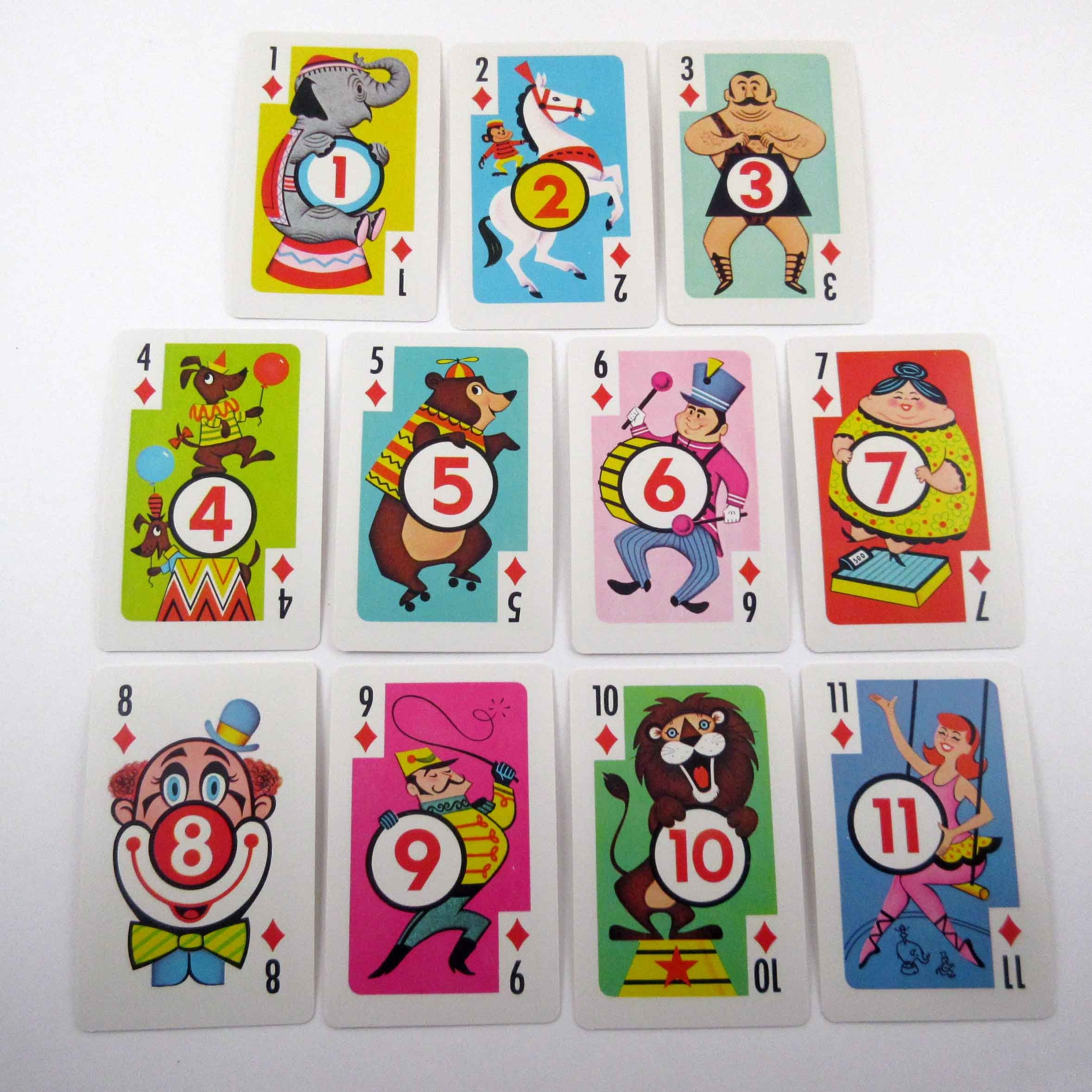 Russell children's card game Crazy 8's Hearts 1960 Super Cute Graphics Art  Craft