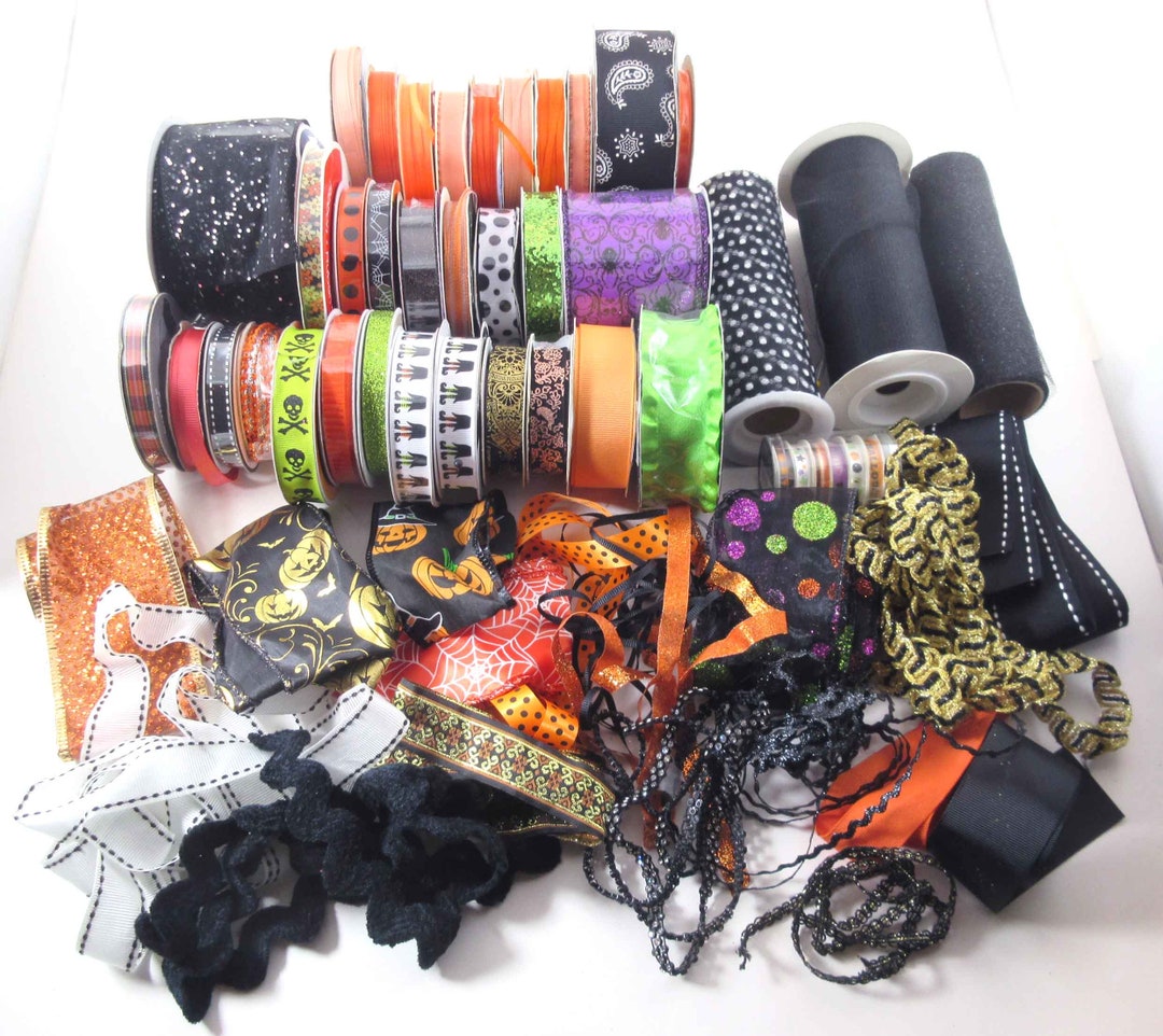 Huge Assortment of Halloween Ribbon Ric Rac Trim Spools Floral Etsy