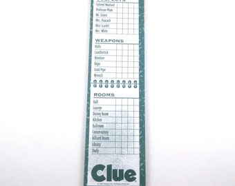 Vintage Clue Detective Game Green Score Sheet Pad 17 Sheets Replacement Parts