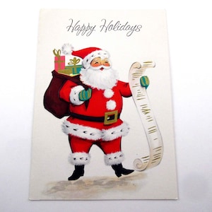 Vintage Christmas Card with Santa Claus Sack and List