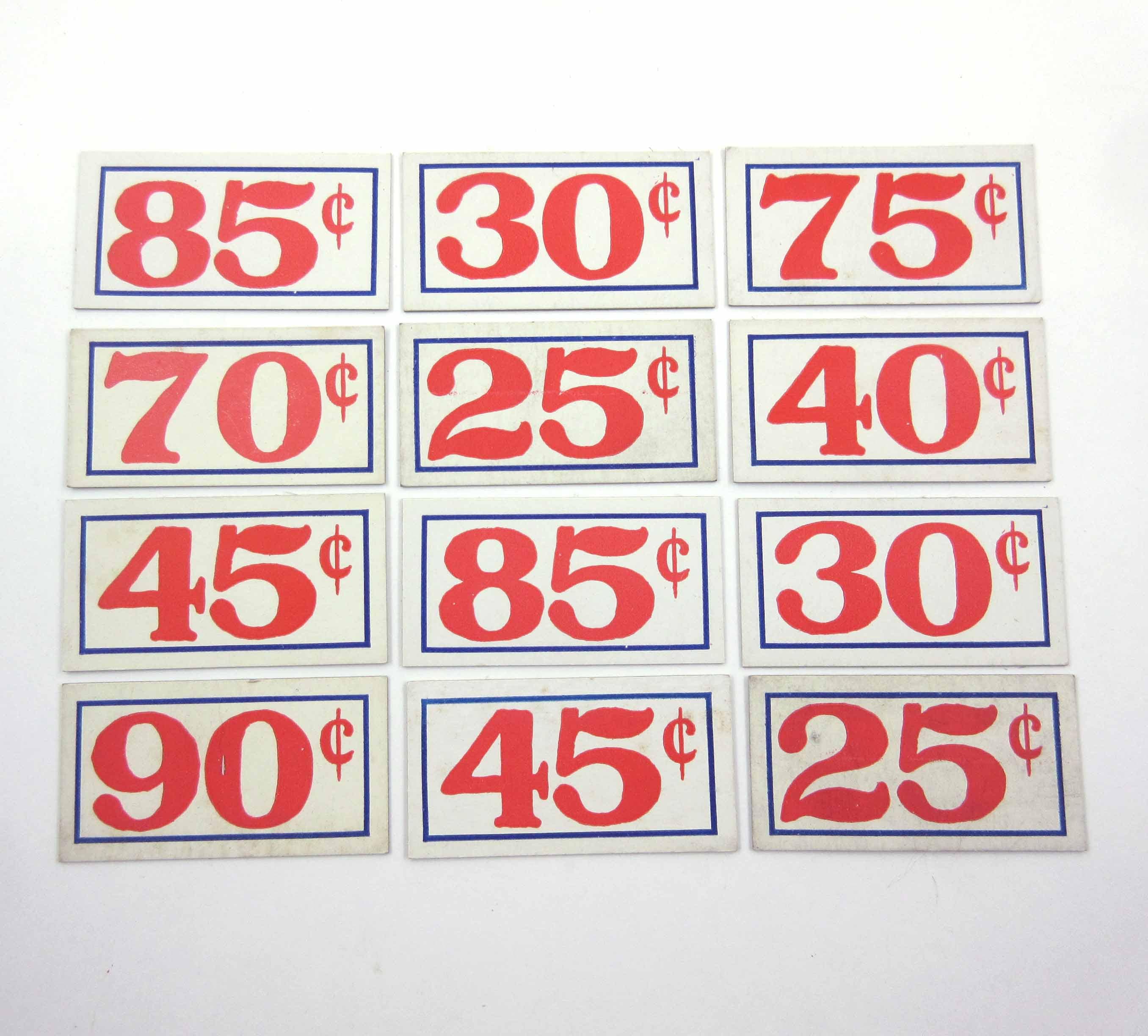 Vintage Red White and Blue Small Grocery Store Price Tags Set Etsy