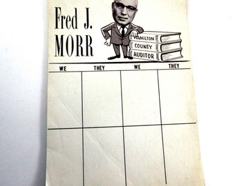 Vintage Fred J. Morr Hamilton County Auditor Bridge Score Pad Set of 34 Sheets Political Promotional Advertising
