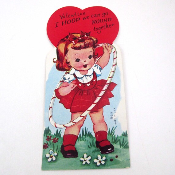 Vintage Hallmark Valentine Cute Country Kids Gift Wrapping Paper Hearts Love