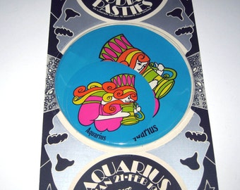 Vintage 1960s or 1970s Set of 6 Zodiac Pasties or Stickers in Original Package Aquarius