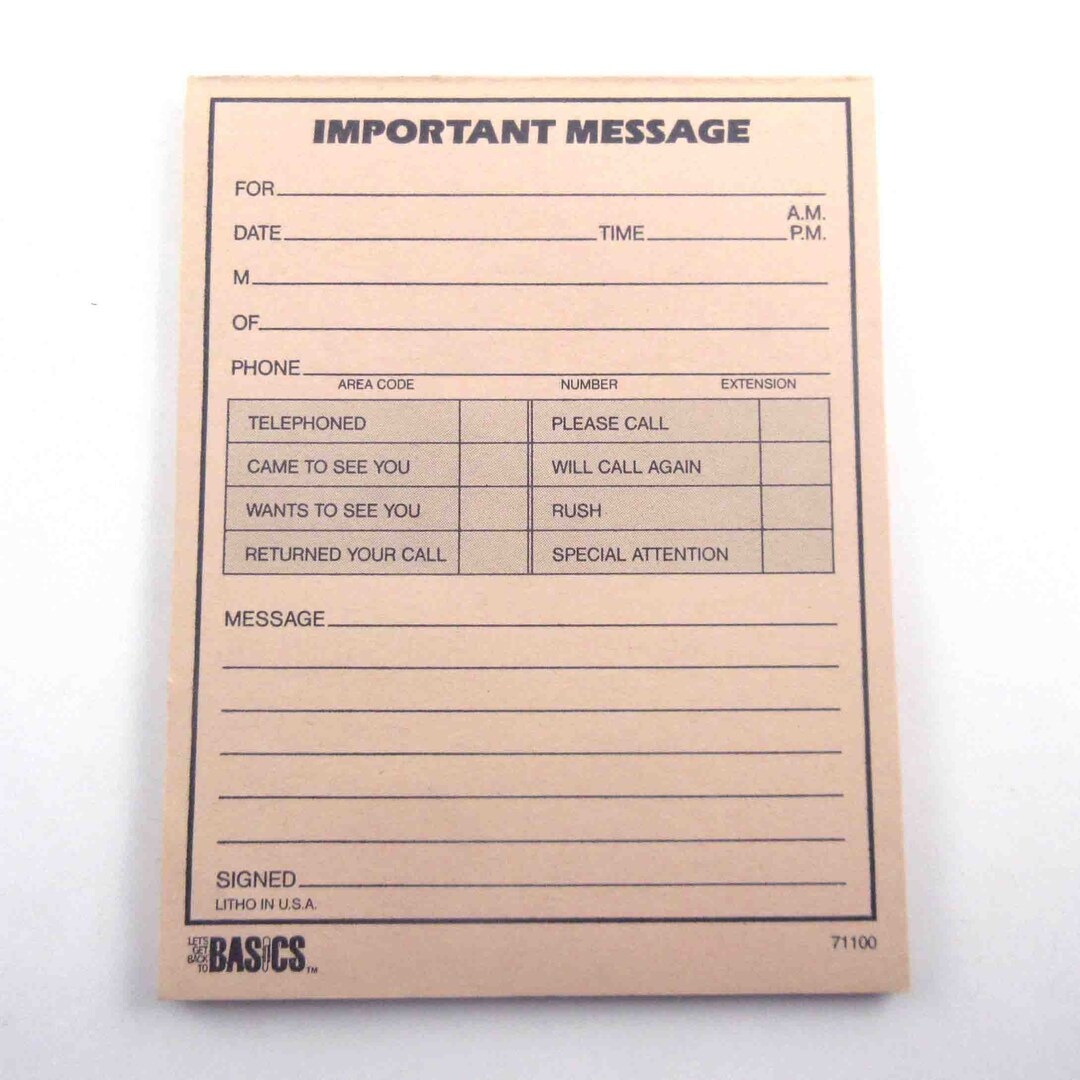 Vintage Pink Message Pad Telephone Pad 50 Sheets - Etsy