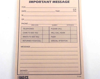 Vintage Pink Message Pad Telephone Pad 50 Sheets