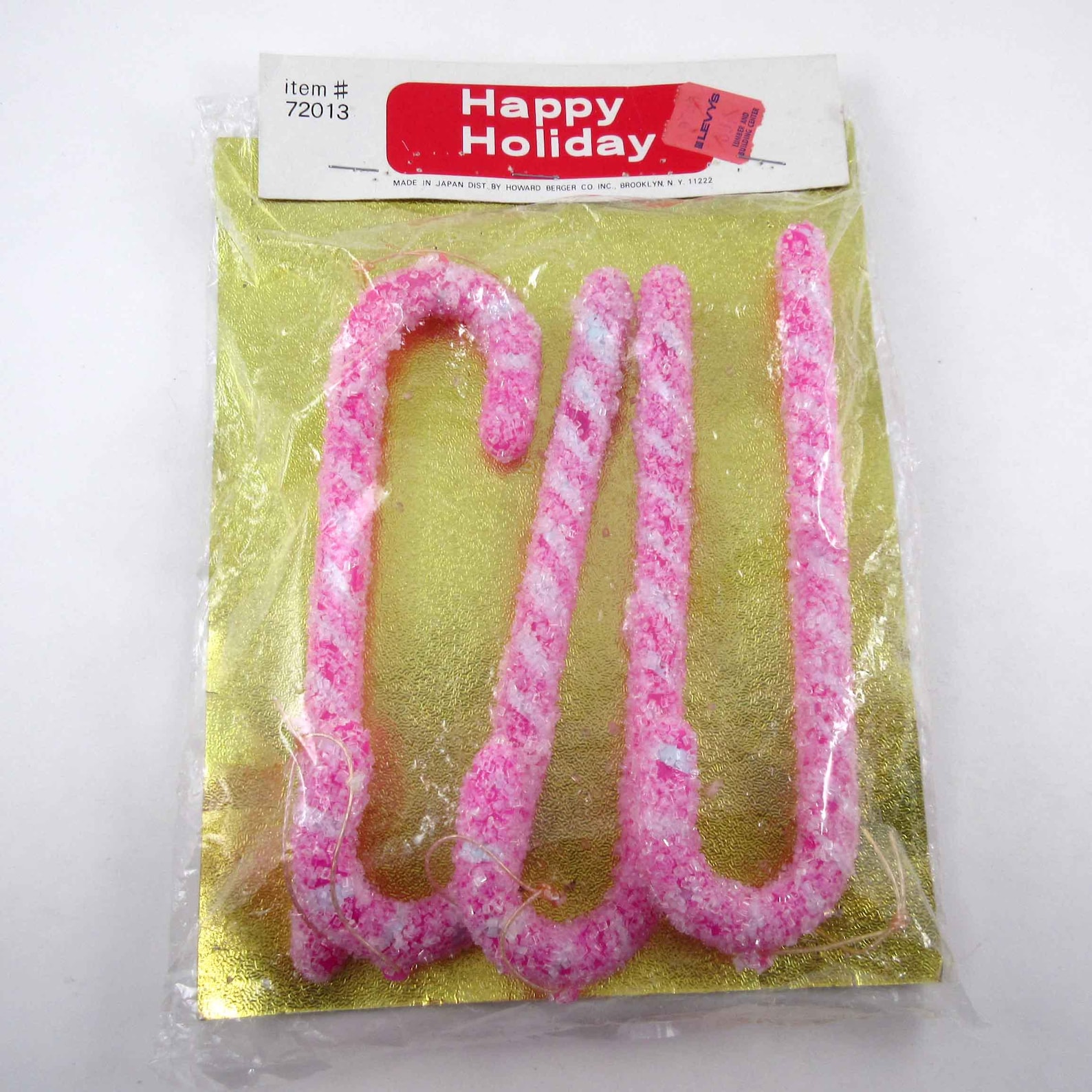 Vintage Novelty Christmas Pink Sugared Candy Cane Ornaments or