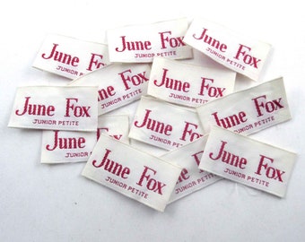 Vintage June Fox Woven Clothing or Dress Labels Junior Petite Set of 12