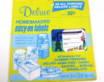 Vintage All Purpose Deluxe Homemaker Easy On Labels or Stickers in Original Envelope Set of 36