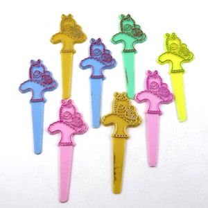Vintage Easter Basket with Eggs Novelty Cupcake Picks or Toppers Set of 8 Lot B