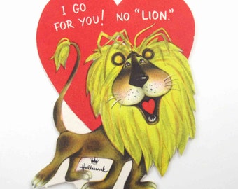 Vintage Valentine Card with Circus Lion by Hallmark