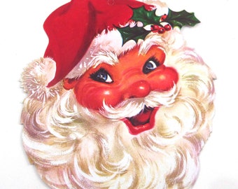 Vintage Jolly Santa Claus Face Christmas Die Cut by Carrington