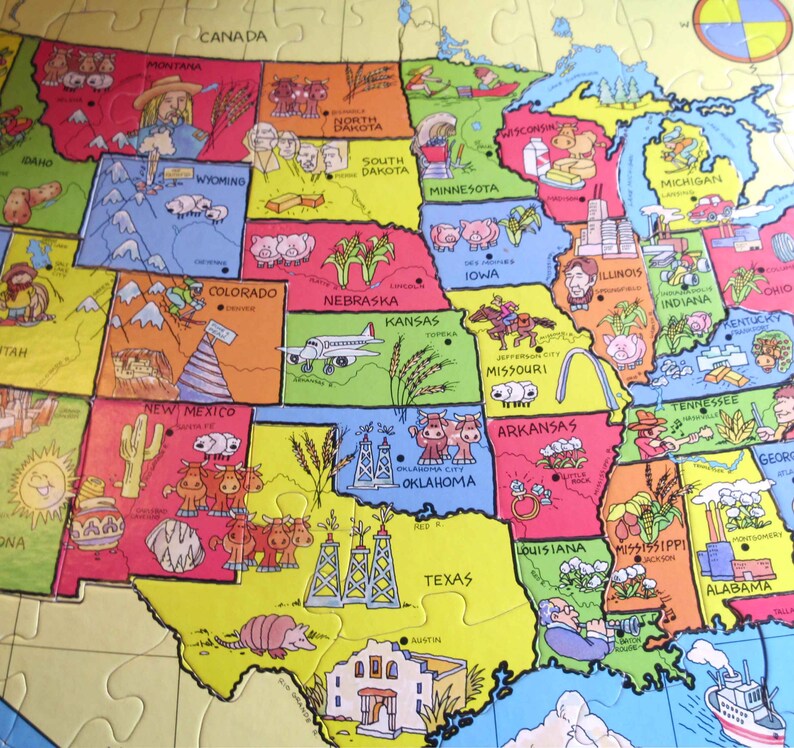 Vintage 1980s Giant Map Puzzle of the United States by Random | Etsy